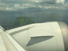 View of the island runway 05 taking off to the SE