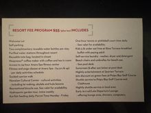 Resort Fee Inclusions 