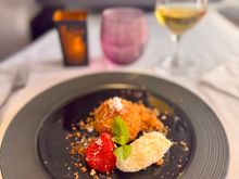 Warm strawberry topfen dumplings mascarpone cream and crumble

This was interesting - 8/10