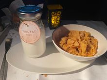 Cornflakes and milk. 