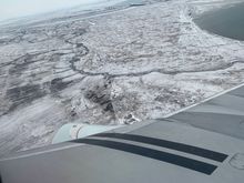 Landing at YCO. Note the airport runway. 