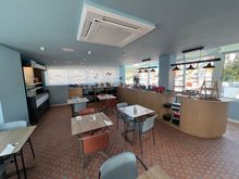 The pool bar and restaurant where breakfast is served