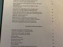 Dinner menu
