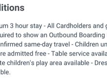 Terms & Conditions, including "Children under 2 years are admitted free"