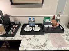 The two aluminum water bottles were not complimentary. However, I was given two plastic bottles of water at check-in.
