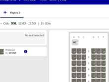 Available seats for Copenhagen to Oslo leg
