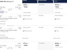 The J fares are for 777-200 dormitory seats, or 737-757 recline seats
