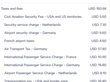 Prior to change breakdown of fare + taxes/fees