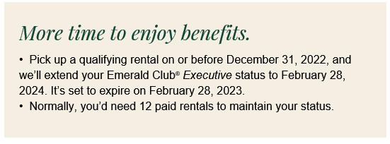 LAST CALL: National Car Rental Emerald Club Executive Elite Sign Up + Free  Rental Day After First use By January 31, 2019 - LoyaltyLobby