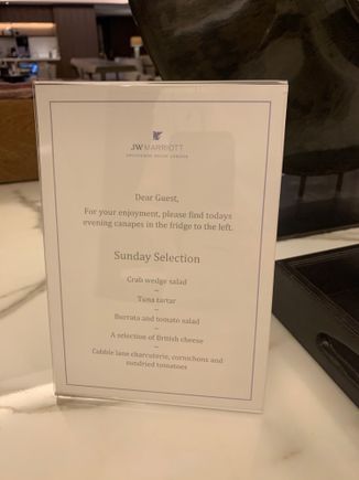 Evening menu for Sunday evening canapés 