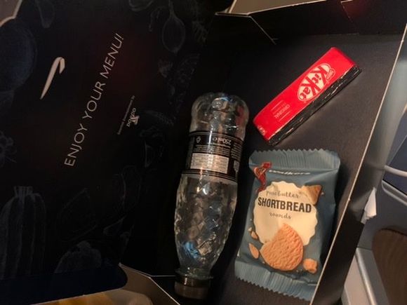 and the second service on today’s stellar BA 107 to DXB in J. Certainly enjoying my menu today.

Yoghurt, granola, a cheese croissant and a kit Kat in 7 hours 40 min.

Club kitchen not loaded either. 2 packs of cheese crisps the whole flight to be shared amongst the cabin. 