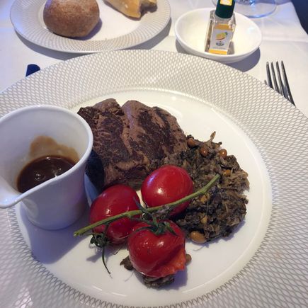 Seared fillet of beef with bone marrow butter etc