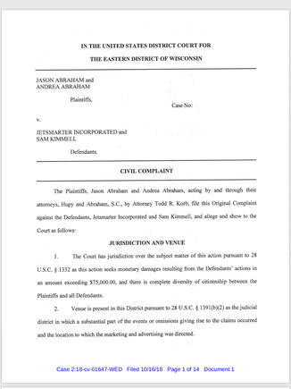 JetSmarter WI Complaint.
