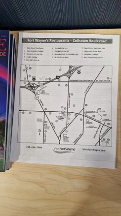 A map with area restaurants could be picked up.