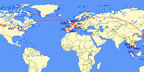 msp-ord-zrh-lis, lis-mad-ams-pvg-sin-pnh, rep-bkk, bkk-ctu-pvg, pvg-cdg, gva-dub-yzz-msp