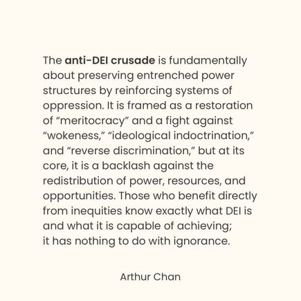 The push to eliminate DEI is nothing more than an effort to re-establish white supremacy. 