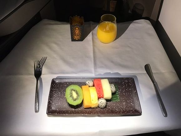Platter of seasonal cut fruits
