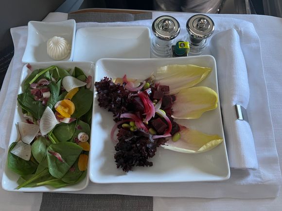 Seasonal greens and beet poke