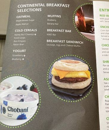 Breakfast menu. 