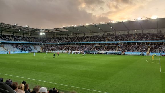 Sunset beyond the west stand