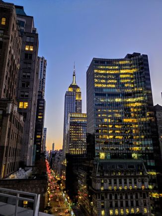 The Empire State Building with the Freedom Tower further in the background.