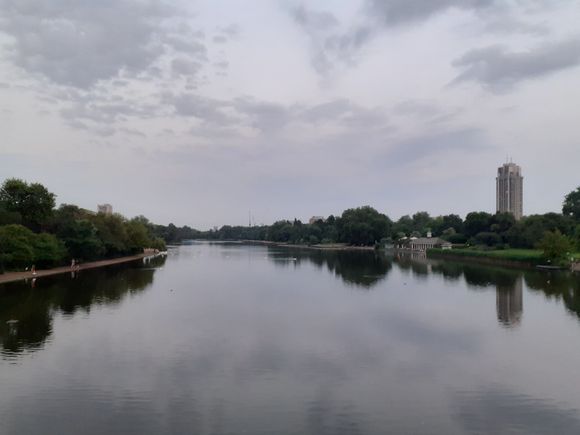 After a rain shower, rather than go to the gym I went out for a jog. The Hilton is on the left ( taken from the Serpentine Bridge at 2110)