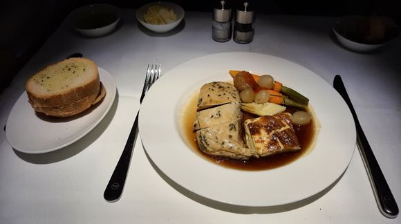 Corn-fed Chicken with Lemon Thyme, fresh Vegetable and Potato Gratin