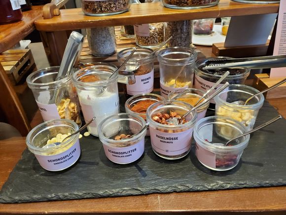 A nutty spread of toppings