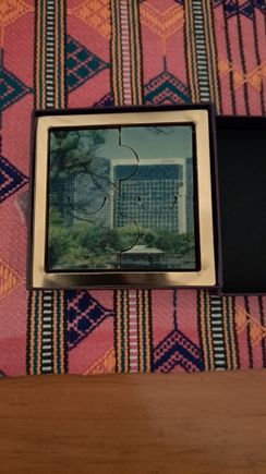 The chocolate in a box given as a welcome gift ( 4 piece jigsaw)
