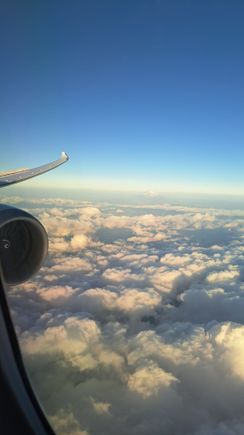 View from 1A back towards the wing and engine ( Mt Fuji in the middle distance)