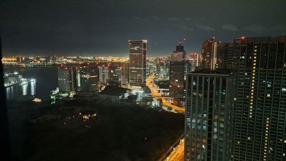 Taken at night with my mobile phone ( rainbow bridge illuminations turned off at midnight