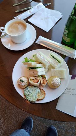 A selection of sandwiches and wraps for afternoon tea