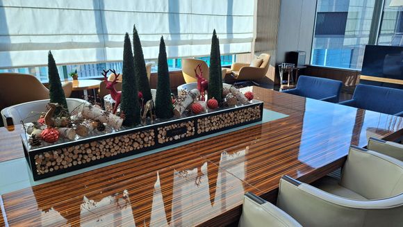 A christmas display in the Twenty eight lounge area