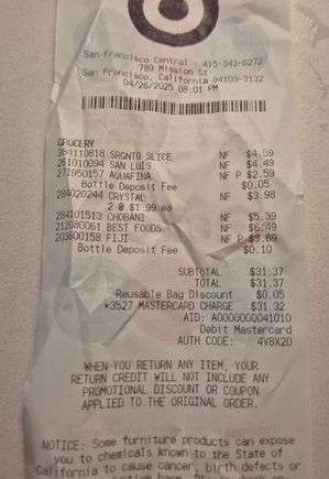 All in all payed $30.