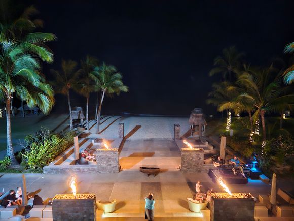 Resort grounds at night