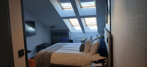 Sleeping and seating area, with skylight windows