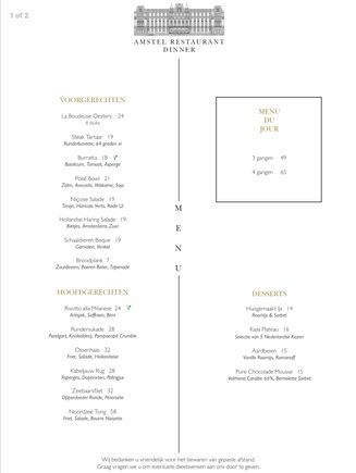 Dinner menu 