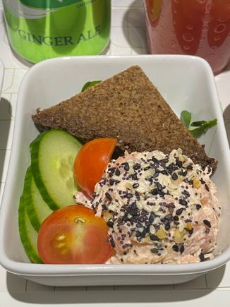 Smoked salmon salad - cherry tomato, english cucumber, pumpernickel
