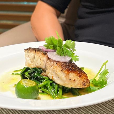 Barramundi with sambal brown butter. 