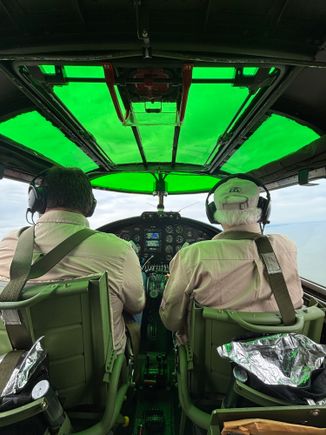 Sat behind the pilots for landing; Trevor Henson was the aircraft commander for this flight