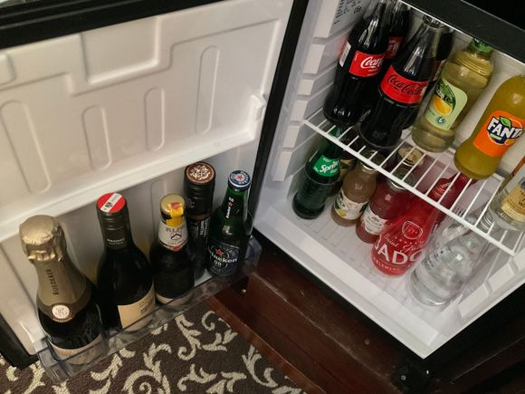 Fridge stocked with Louis Roederer champagne