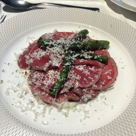 Beef carpaccio with truffle creme fraiche 