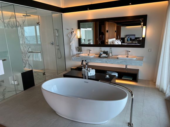 Westin Maldives Miriandhoo Resort Overwater Villa Bathroom