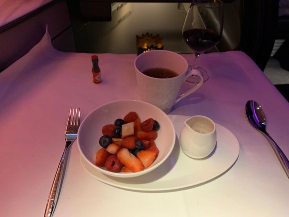 Fruit with rose syrup, why can't AA/BA serve something this simple and perfect