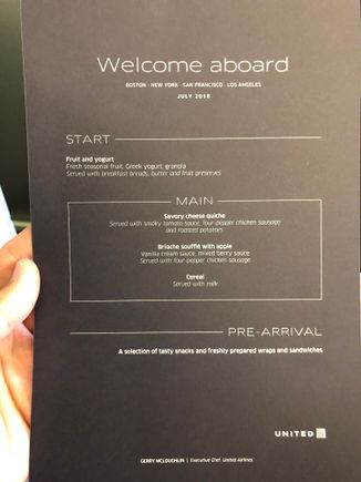 Breakfast menu