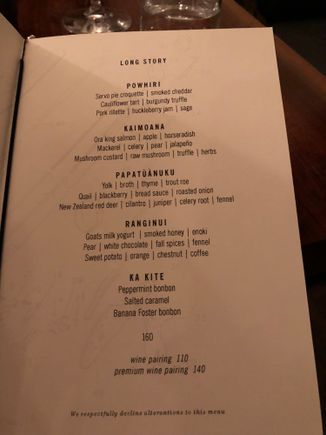 Long tasting menu