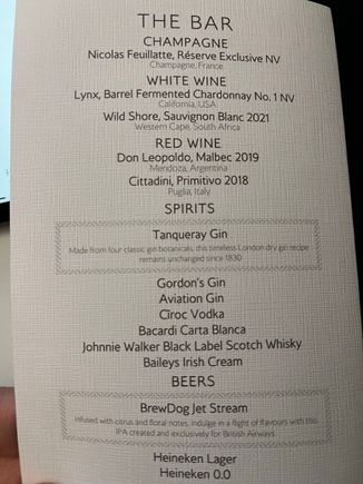 LHR to ARN today: beef cheeks and Primitivo 