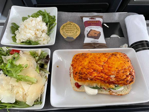 Lunch in domestic first class. 