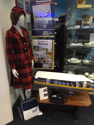 British Caledonian historic uniform. Loving the tartan!
