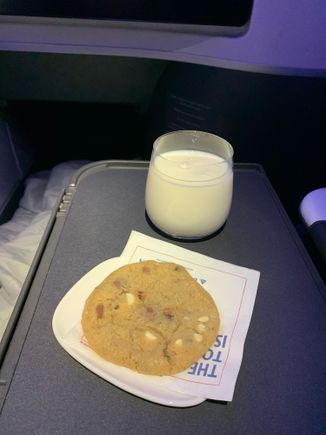 Mid-flight chocolate chip cookie service 